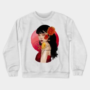 Beautiful portrait design woman watercolor artistic Crewneck Sweatshirt